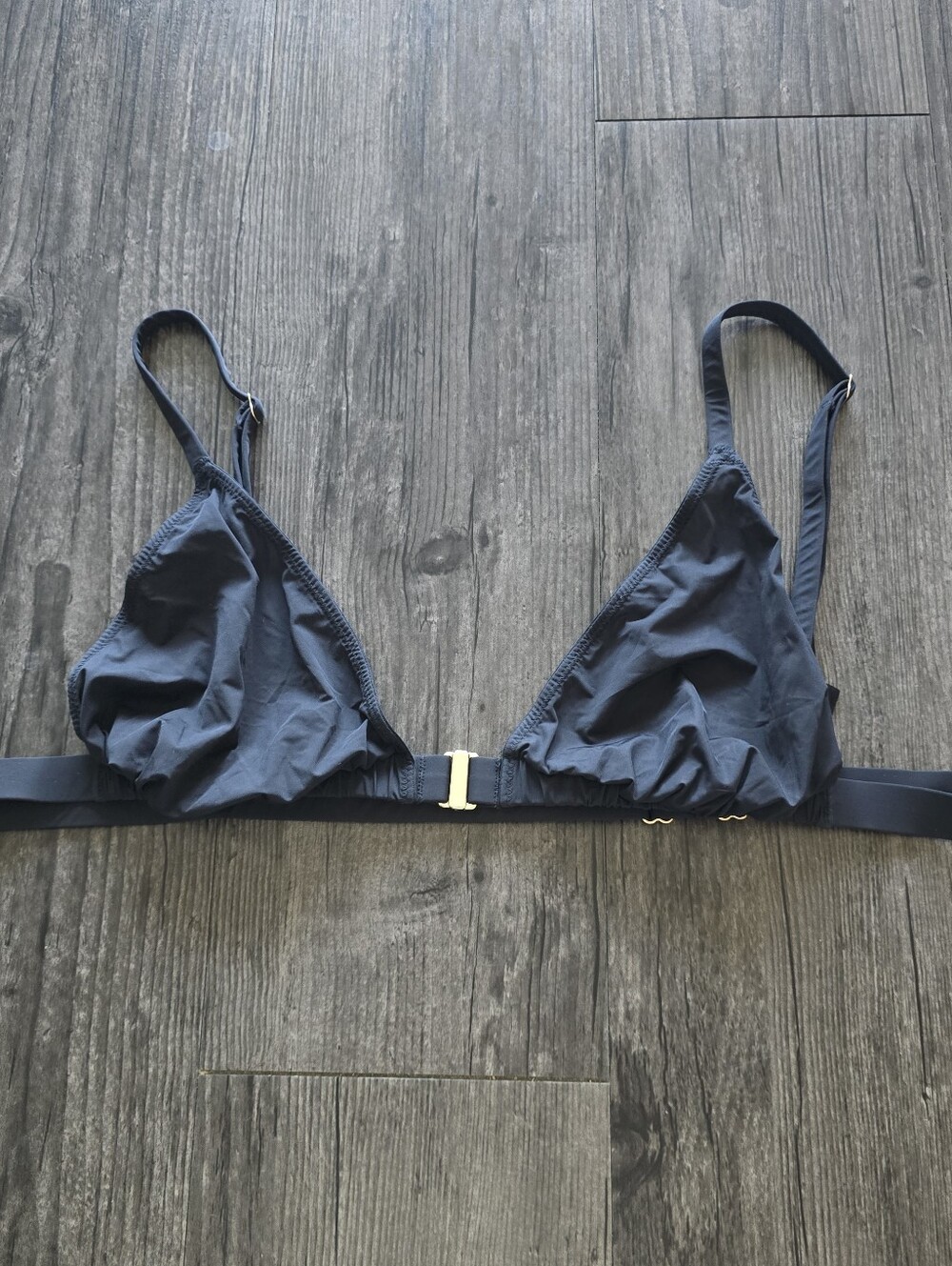 Skims Black Mesh Triangle Bralette Gold Hardware 2X
